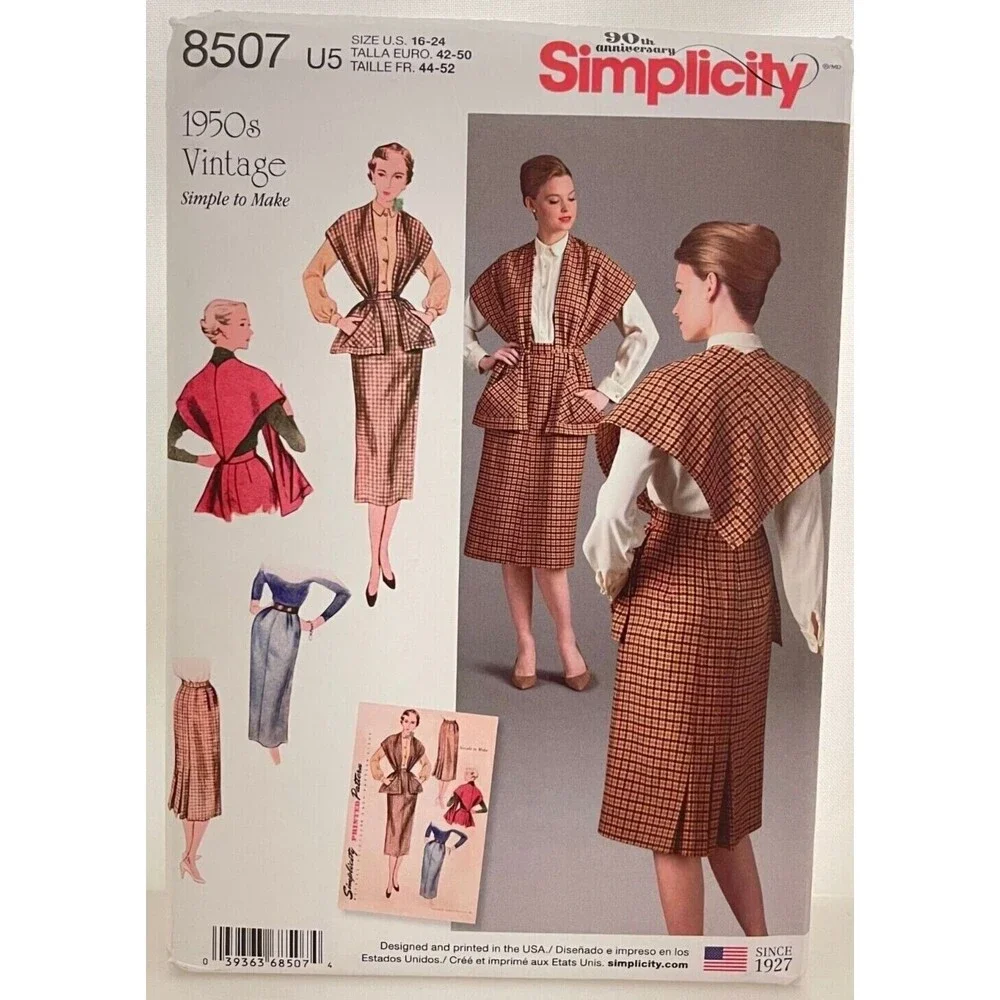 #8507 Simplicity Misses Vintage Skirt and Shaped Stole Size 16-24